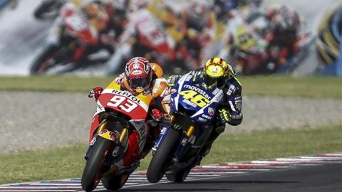 M&aacute;rquez y Rossi durante el GP de Argentina