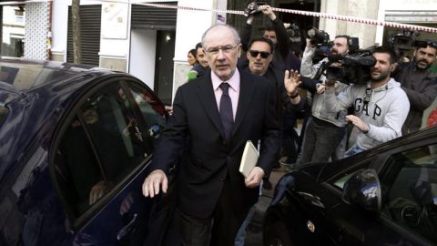 El exvicepresidente del Gobierno Rodrigo Rato a su salida de su despacho