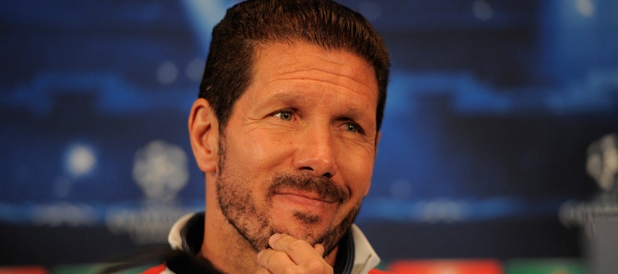 Simeone en la rueda de prensa previa al derbi europeo Simeone en la rueda de prensa previa al derbi europeo