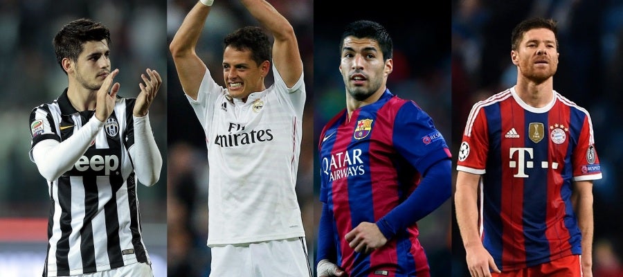 Álvaro Morata, Chicharito Hernández, Luis Suárez y Xabi Alonso Álvaro Morata, Chicharito Hernández, Luis Suárez y Xabi Alonso