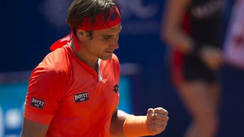 David Ferrer celebra un punto ante el sueco Ymer