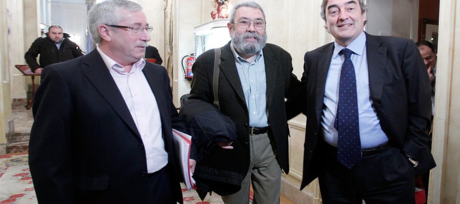 Ignacio Fernández Toxo, Cándido Méndez y Juan Rosell Ignacio Fernández Toxo, Cándido Méndez y Juan Rosell