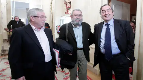Ignacio Fernández Toxo, Cándido Méndez y Juan Rosell Ignacio Fernández Toxo, Cándido Méndez y Juan Rosell