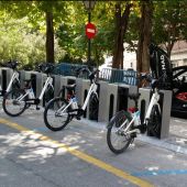Una estación de bicicletas en Madrid