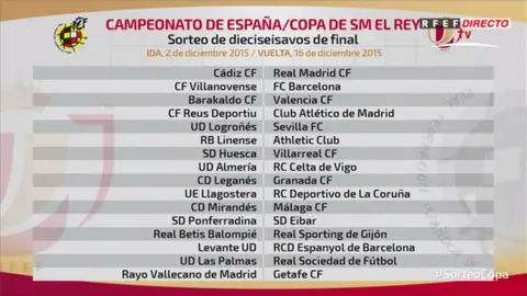 Duelos de dieciseisavos de Copa del Rey Duelos de dieciseisavos de Copa del Rey