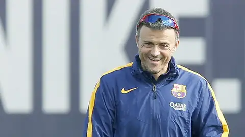 Luis Enrique durante el entrenamiento del Barça Luis Enrique durante el entrenamiento del Barça