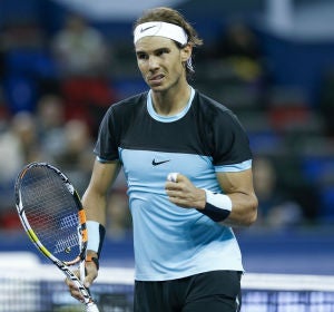 Nadal celebra un punto en Shagnhái Nadal celebra un punto en Shagnhái