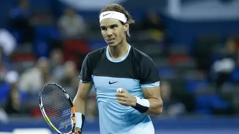 Nadal celebra un punto en Shagnhái Nadal celebra un punto en Shagnhái