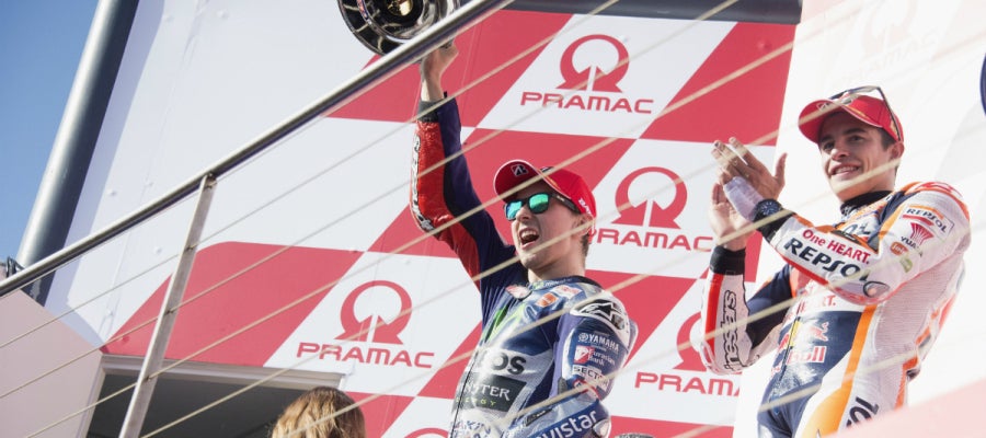 Lorenzo y Márquez, en el podio Lorenzo y Márquez, en el podio