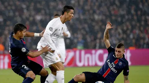 Cristiano, ante Verratti y Thiago Silva Cristiano, ante Verratti y Thiago Silva
