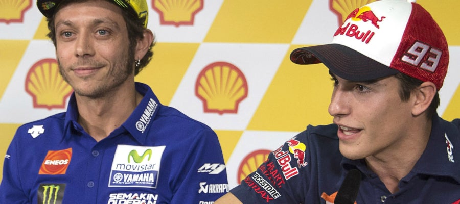 Valentino Rossi y Marc Márquez en rueda de prensa Valentino Rossi y Marc Márquez en rueda de prensa