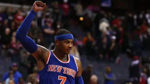 Carmelo Anthony celebra la victoria de los Knicks Carmelo Anthony celebra la victoria de los Knicks