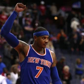Carmelo Anthony celebra la victoria de los Knicks Carmelo Anthony celebra la victoria de los Knicks