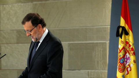 Mariano Rajoy en la comparecencia en el Palacio de la Moncloa