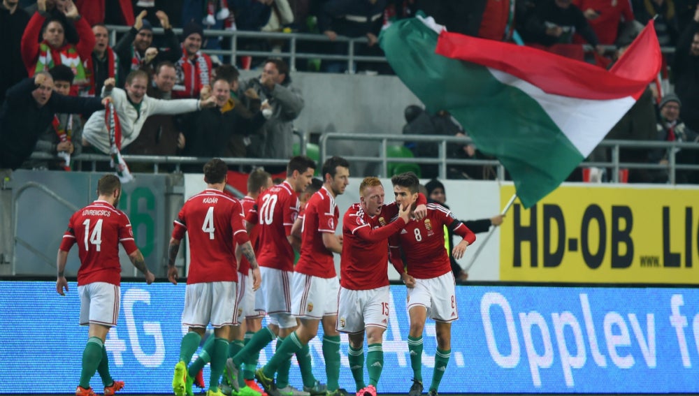 Los jugadores de Hungría celebran el pase a la Eurocopa