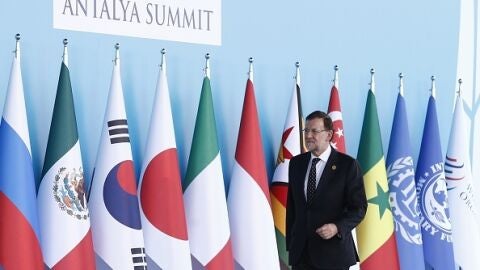 El presidente del Gobierno, Mariano Rajoy, en la Cumbre del G20 en Turqu&iacute;a