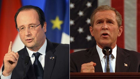 Montaje de Bush y Hollande.