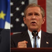 Montaje de Bush y Hollande.