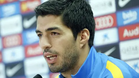 Luis Suárez, durante la rueda de prensa Luis Suárez, durante la rueda de prensa