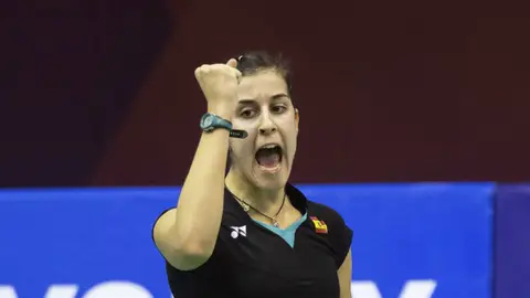 Carolina Marín celebra un punto Carolina Marín celebra un punto