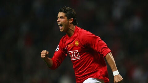 Cristiano Ronaldo celebra un gol con el Manchester United