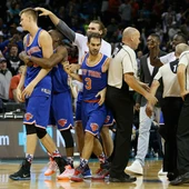 Los Knicks celebran su victoria Los Knicks celebran su victoria