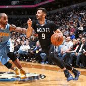Ricky Rubio, en acción ante los Nuggets
