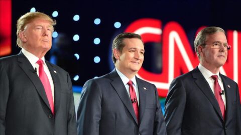 Donald Trump, Ted Cruz y Jeb Bush.