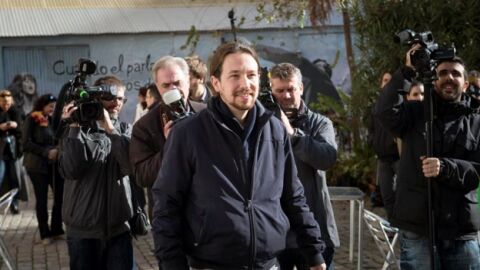 Pablo Iglesias, a su llegada a la Sala Mirador