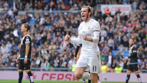 Gareth Bale celebra uno de sus goles en el Bernabéu Gareth Bale celebra uno de sus goles en el Bernabéu