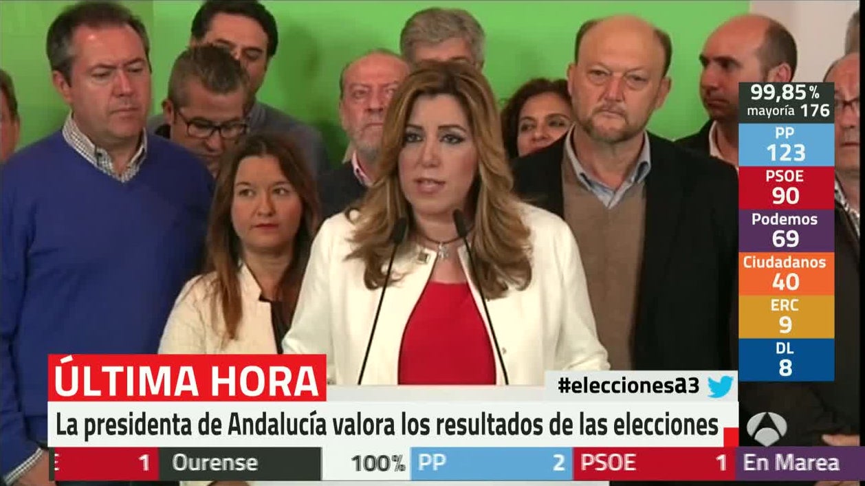 Susana Díaz: "Los andaluces nos han devuelto su confianza" Susana Díaz: "Los andaluces nos han devuelto su confianza"