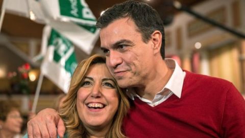Pedro S&aacute;nchez, junto a la presidenta de la Junta de Andaluc&iacute;a, Susana D&iacute;az 