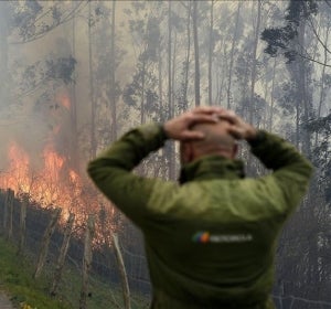Uno de los incendios forestales en los montes próximos a la localidad cántabra de Viernoles Uno de los incendios forestales en los montes próximos a la localidad cántabra de Viernoles
