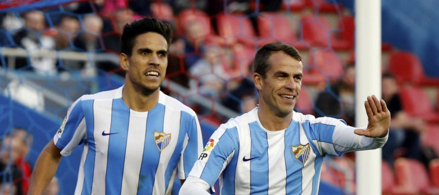 Duda celebra un gol con el Málaga