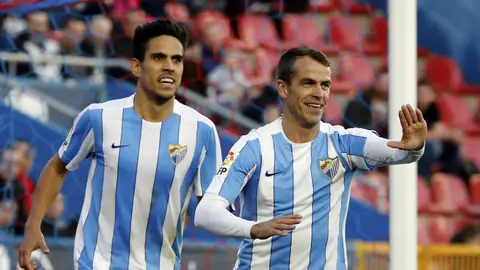 Duda celebra un gol con el Málaga Duda celebra un gol con el Málaga