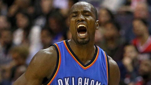 Serge Ibaka, durante un partido con los Thunder