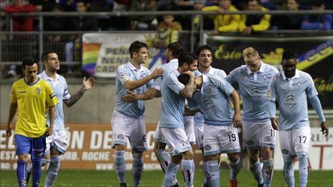 Los jugadores del Celta celebran un gol en el Carranza
