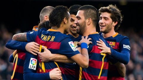 El Barcelona celebra un gol