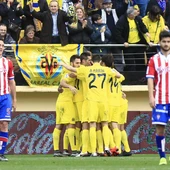 Los jugadores del Villarreal celebran un gol ante el Sporting Los jugadores del Villarreal celebran un gol ante el Sporting