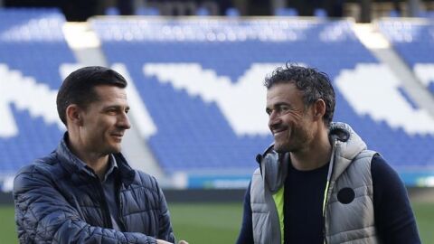 Galca y Luis Enrique, en el encuentro en Cornell&aacute; antes del derbi
