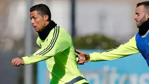 Cristiano y Jesé, durante un ejercicio en Valdebebas Cristiano y Jesé, durante un ejercicio en Valdebebas