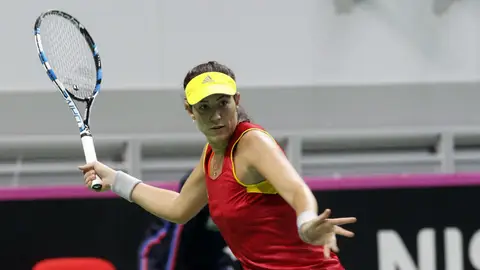 Muguruza, lista para golpear una bola Muguruza, lista para golpear una bola