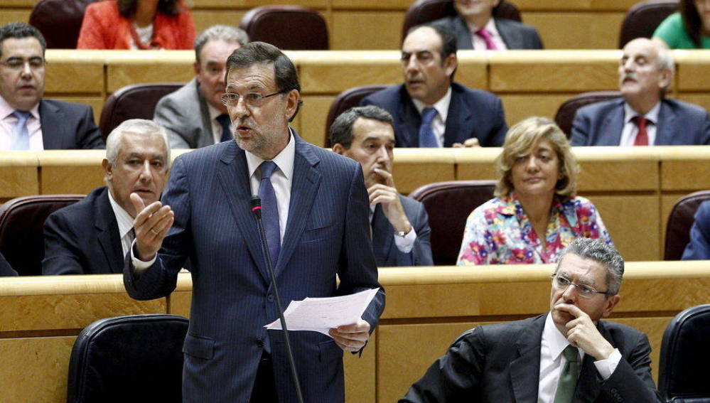 El presidente del Gobierno en funciones, Mariano Rajoy, en el Senado