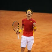 Rafa Nadal celebra un punto en Copa Davis con España