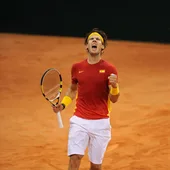 Rafa Nadal celebra un punto en Copa Davis con España Rafa Nadal celebra un punto en Copa Davis con España