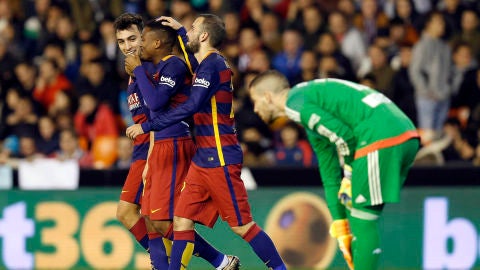 Kaptoum celebra el empate ante el Valencia