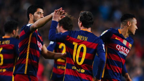 Leo Messi y Luis Su&aacute;rez celebran un gol ante el Celta
