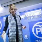 Esperanza Aguirre, tras presentar su dimisión. 
