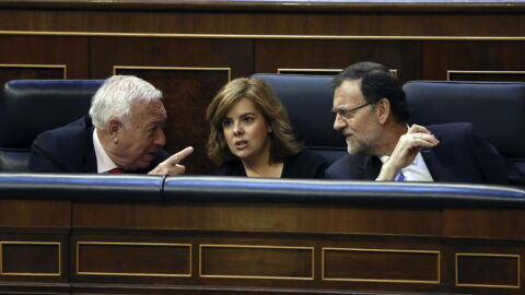 Jos&eacute; Manuel Garc&iacute;a-Margallo, Soraya S&aacute;enz de Santamar&iacute;a y Mariano Rajoy