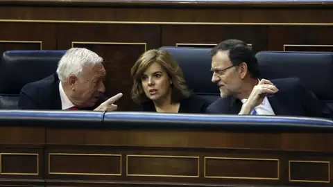 José Manuel García-Margallo, Soraya Sáenz de Santamaría y Mariano Rajoy José Manuel García-Margallo, Soraya Sáenz de Santamaría y Mariano Rajoy